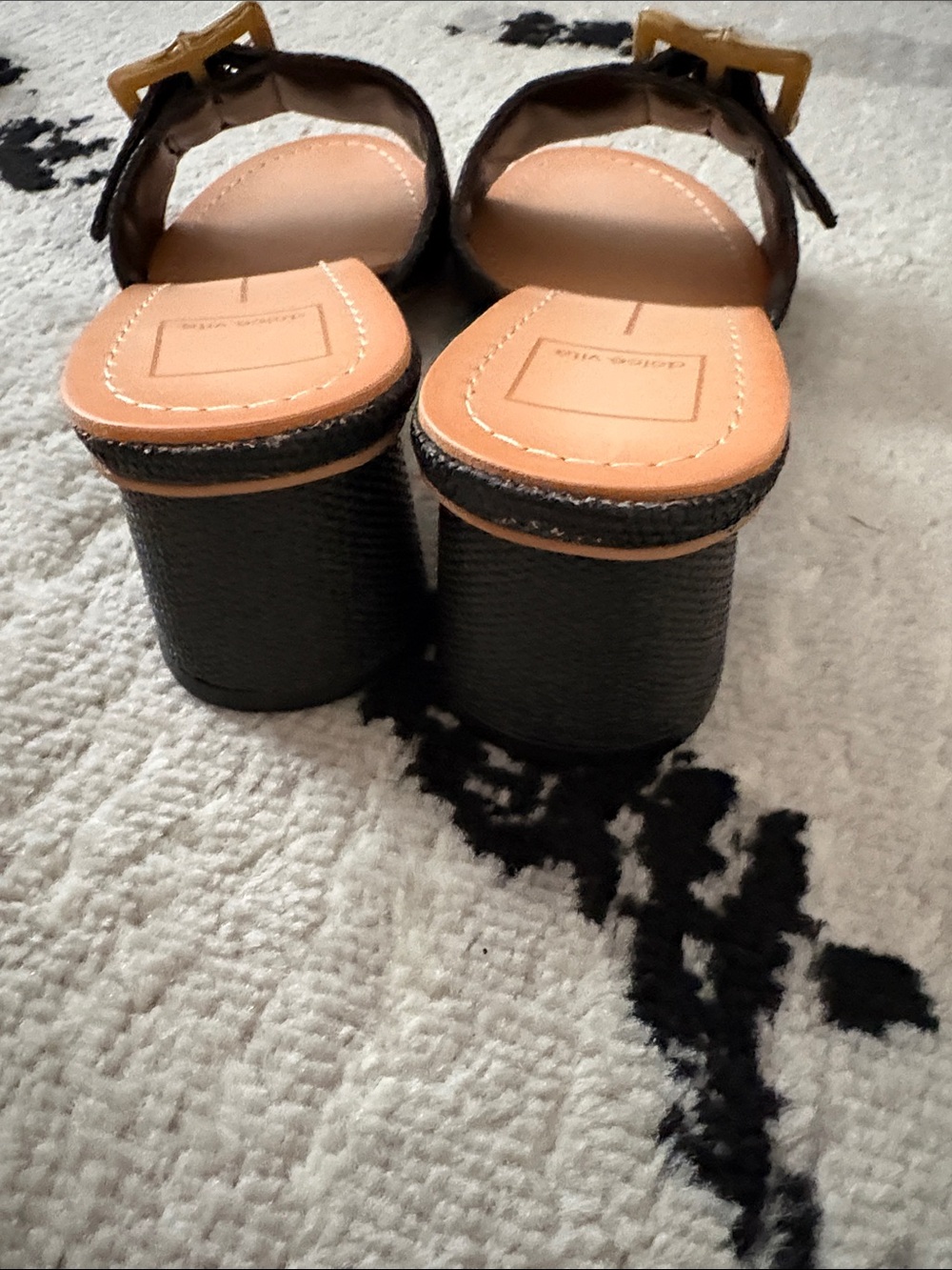 Dolce Vita Black Slide Mules with bamboo Buckle Accent - Picture 2 of 5